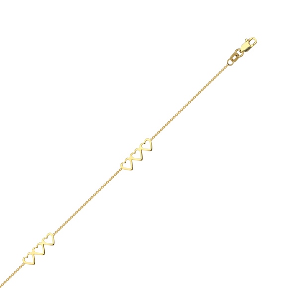 14KT ADJ. OPEN HEART TRIO ANKLET